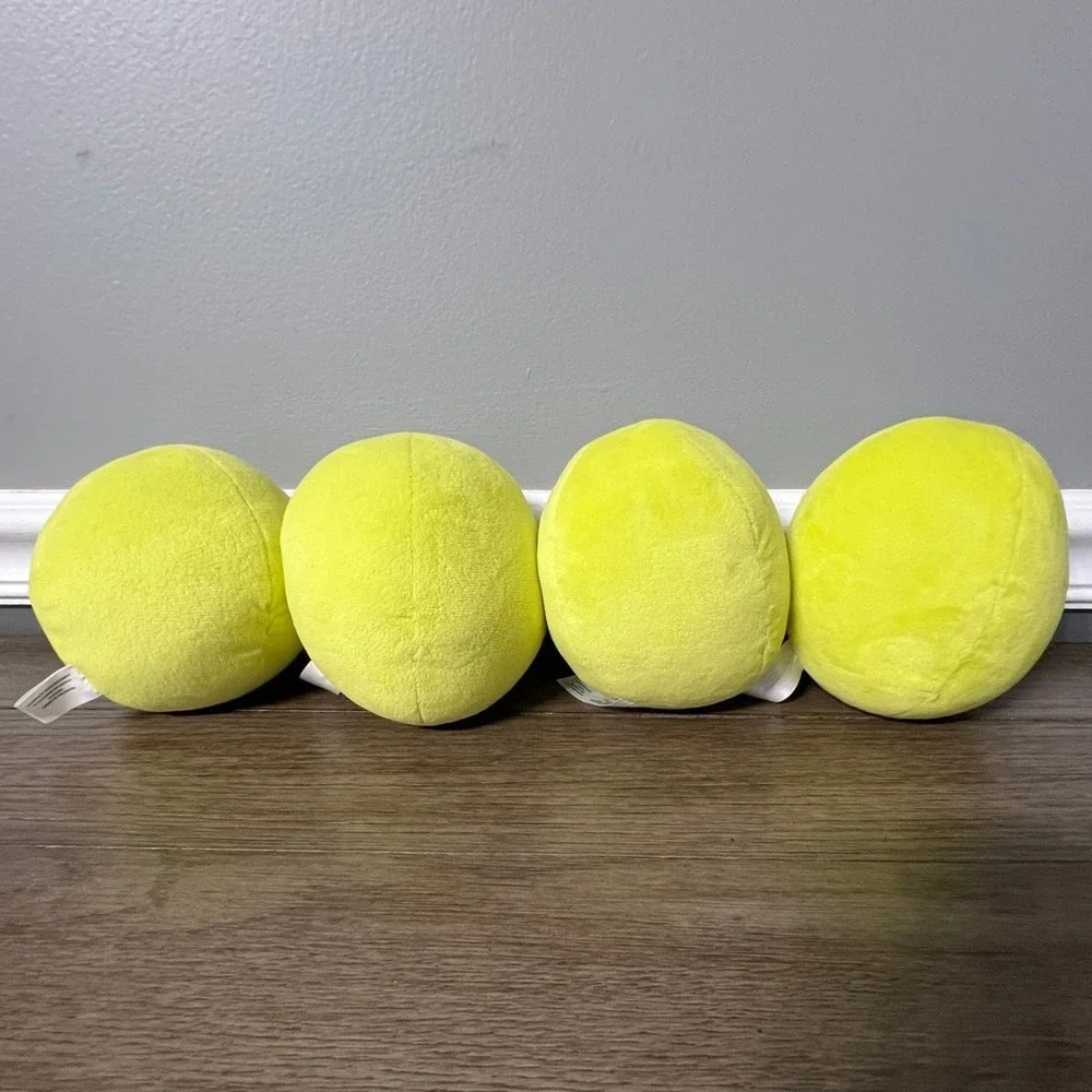 Set of 4 Green Pea Plush Stuffed Animal Toys Smiling Vegetable Replacement Mini